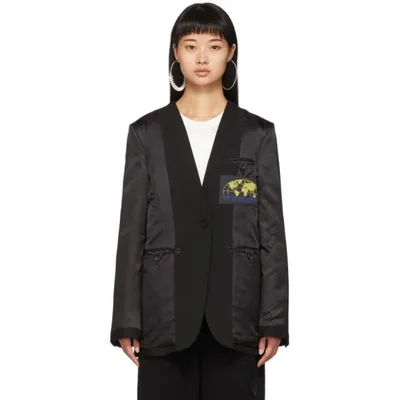 Mm6 Maison Margiela Reversed Logo Patch Blazer In 900 Black