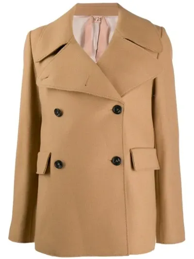 N°21 Oversized Collar Peacoat In Neutrals