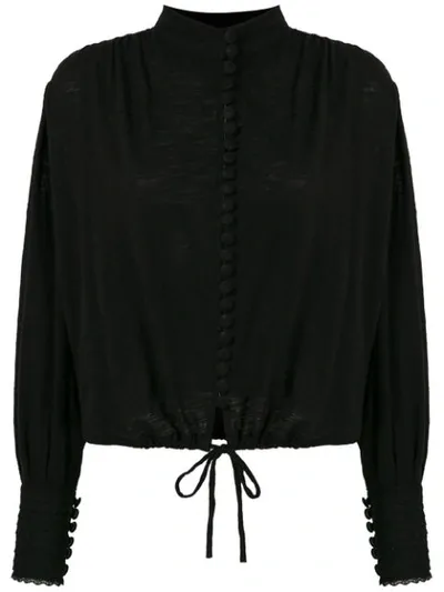 Andrea Bogosian Drawstring High Neck Blouse In Noir