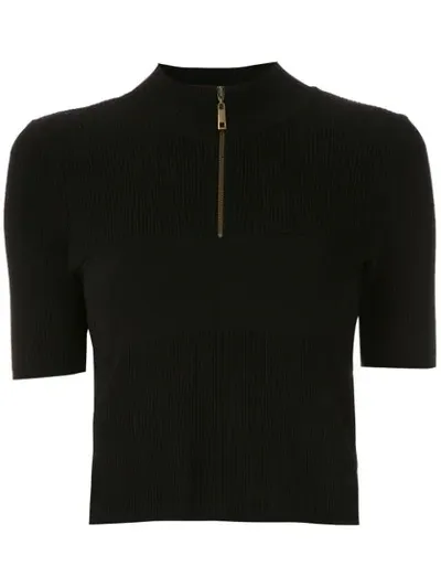 Andrea Bogosian Funnel Neck Knit Blouse In Black