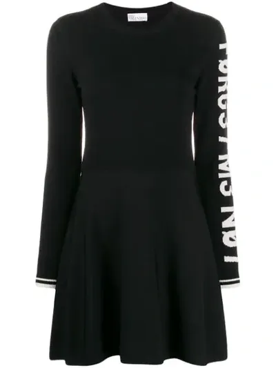 Red Valentino Slogan Detail Short Dress In Black