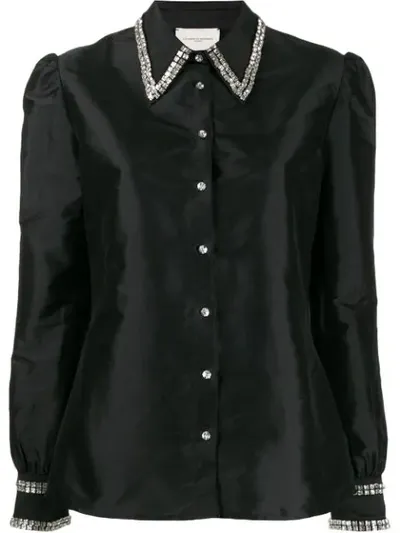 Giuseppe Di Morabito Raw Satin Embellished Shirt In Black