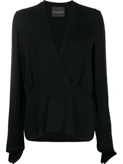 Erika Cavallini Margot V-neck Blouse In Black