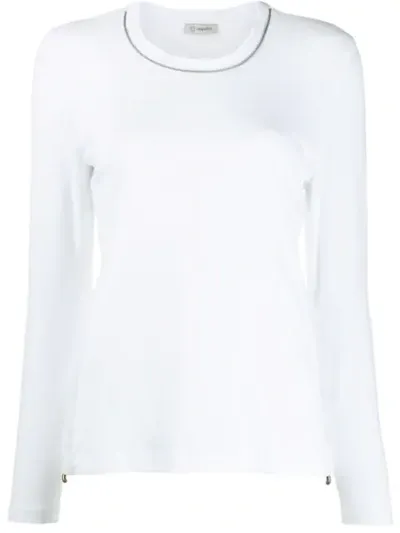 Peserico Contrast Neck Jersey Top In White