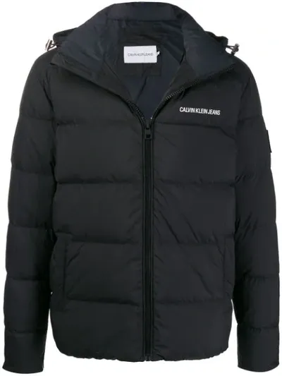 Calvin Klein Jeans Est.1978 Contrast Logo Padded Jacket In Black