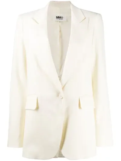 Mm6 Maison Margiela White Polyester Blazer In Ivory