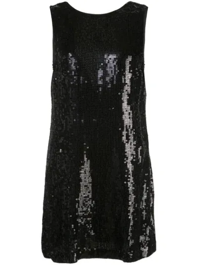 Alice And Olivia Kamryn Sequin Cowl Back Mini Dress In Black