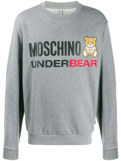 Moschino Teddy Logo Printed Sweatshirt In Grey