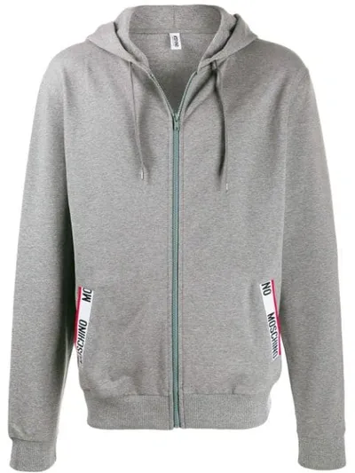 Moschino Logo Pocket Hoodie In Grey