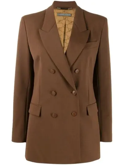 Alberta Ferretti Double Breasted Blazer In Brown