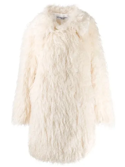 Katharine Hamnett Samantha Long Shaggy Coat In White