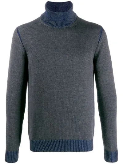 Roberto Collina Two-tone Turtleneck Jumper In Grey