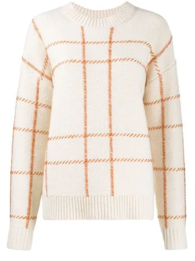 Chinti & Parker Checked Intarsia Jumper In Neutrals