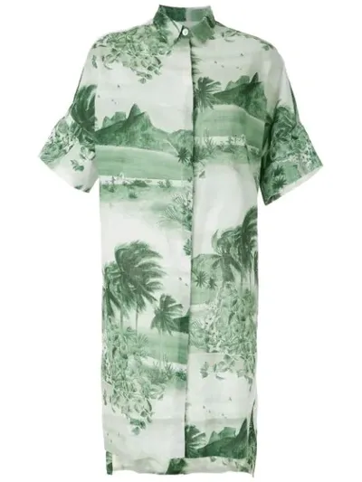 Osklen Rj Print Shirt Dress In Green