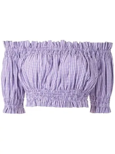 Andrea Bogosian Pri Check Cropped Top In Purple