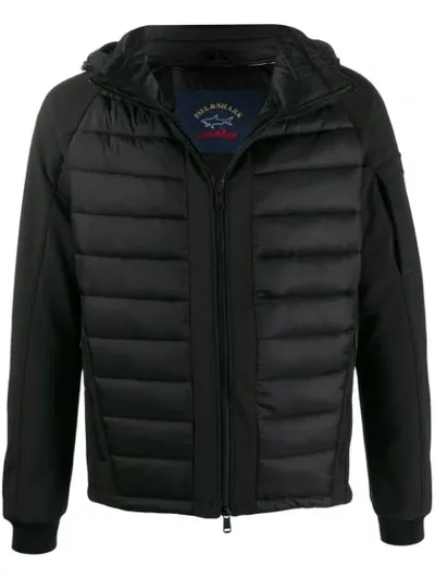 Paul & Shark Hooded Padded Jacket In Black