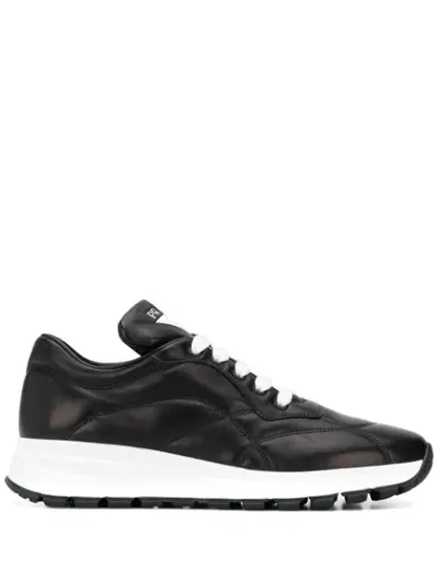 Prada Prax 01 Leather Sneakers In Black