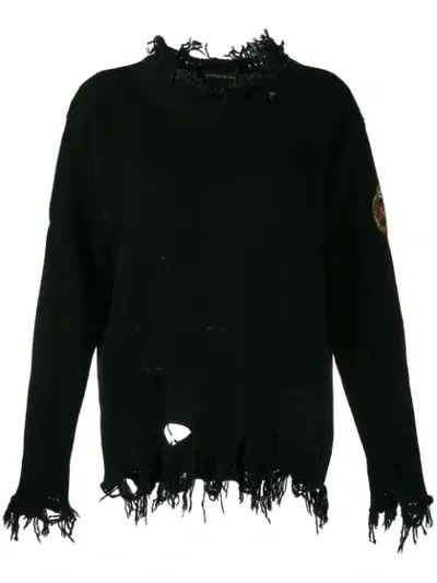 Etro Distressed Logo Patch Jumper In Black