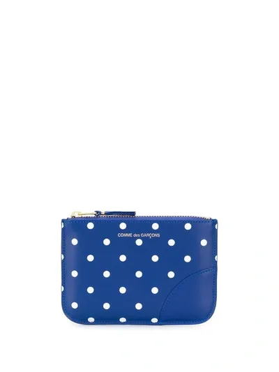 Comme Des Garçons Dotted Pattern Wallet In Blue