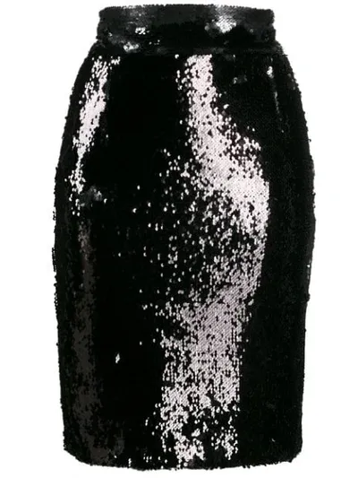 Dondup Black Sequined Pencil Skirt