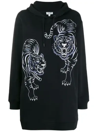 Kenzo Oversized Jumping Tiger Hoodie In Black