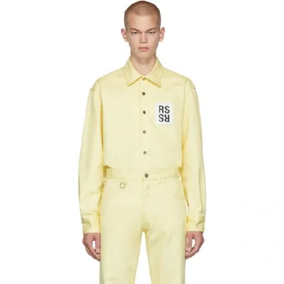 Raf Simons Opening Ceremony Carry Over Slim Fit Denim Shirt In Pastel Yellow