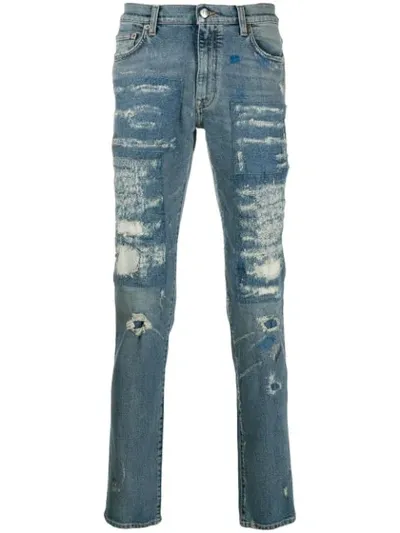 Buscemi Distressed Straight-leg Jeans In Blue