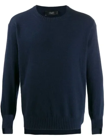 Maison Flaneur Long-sleeve Fitted Sweater In Blue