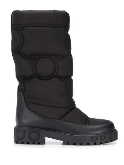 Ferragamo Gancini Sole Padded Boots In Black