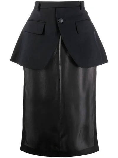 Maison Margiela Peplum Straight Skirt In Blue