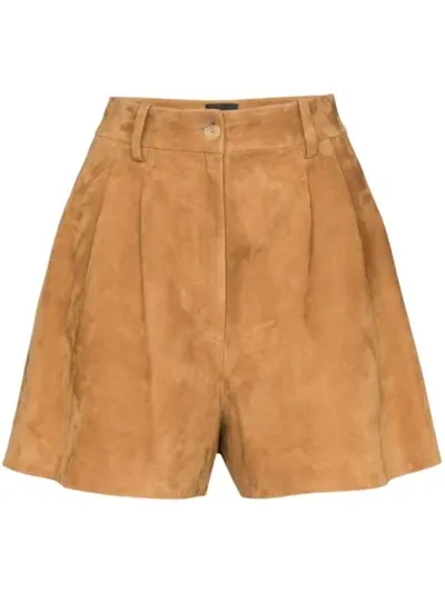 Nili Lotan Roxana High-rise Suede Shorts In Brown