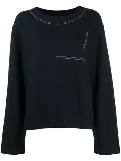 Jil Sander Topstitching Jumper In Blue