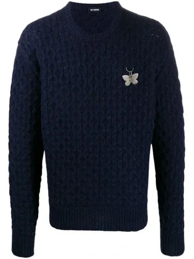 Raf Simons Opening Ceremony Fine Open Knitted Honey Stitch Sweater In Blue