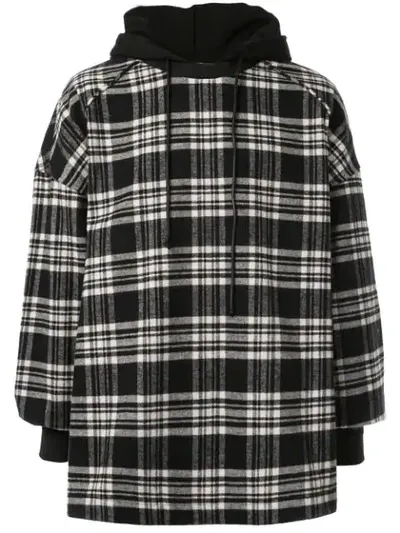 Juunj Tartan Hoodie In Black