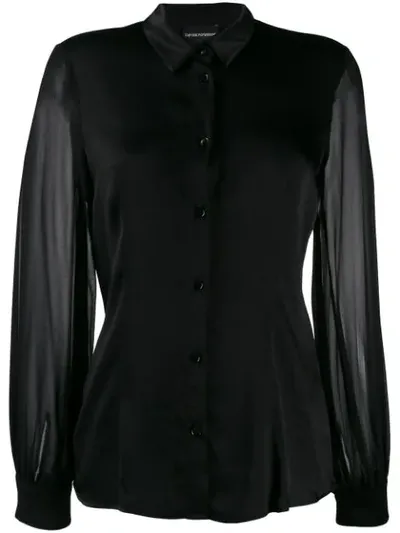 Emporio Armani Sheer Sleeved Shirt In Black