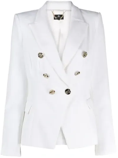 Elisabetta Franchi Fitted Double-breasted Blazer In White