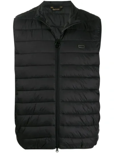 Barbour Padded Logo Gilet In Schwarz