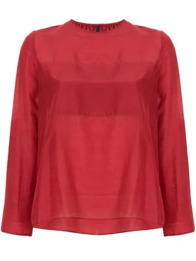 Sara Lanzi Round Neck Blouse In Red