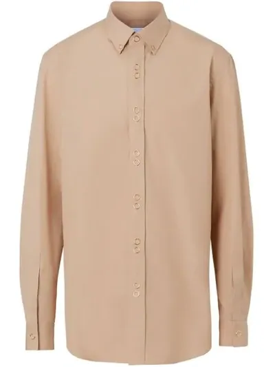 Burberry Classic Fit Double Press-stud Cotton Shirt In Neutrals