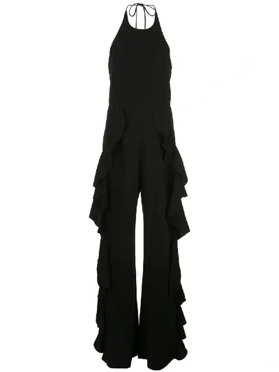 Cinq À Sept Cinq A Sept Saphir Ruffed Halter Jumpsuit In Black