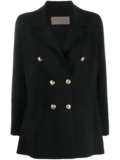 D-exterior Double-breasted Jacket In Black