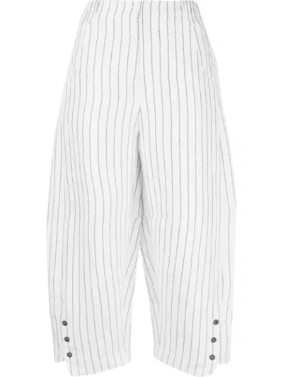 Renli Su Striped Cropped Trousers In White