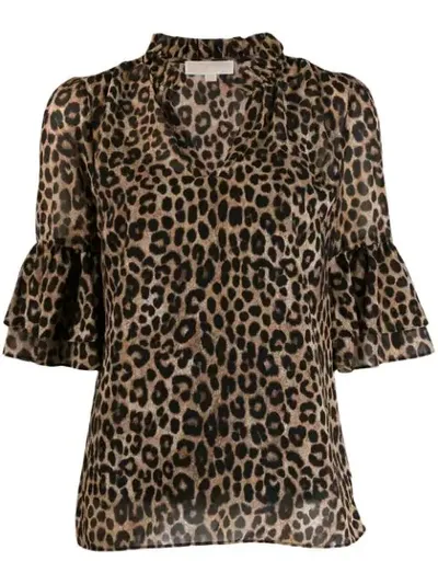 Michael Michael Kors Leopard Print Blouse In Neutrals