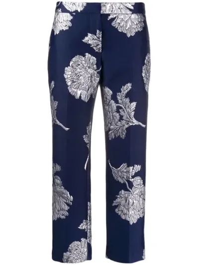 Alexander Mcqueen Northern Rose Cigarette Trousers In Blue