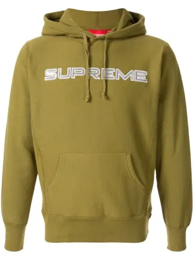 Supreme Sequin Logo Hoodie In Green