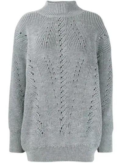 Alberta Ferretti High Neck Sweater In Grey