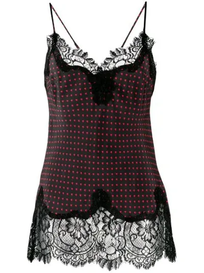 Gold Hawk Sleeveless Heart Print Top In Black