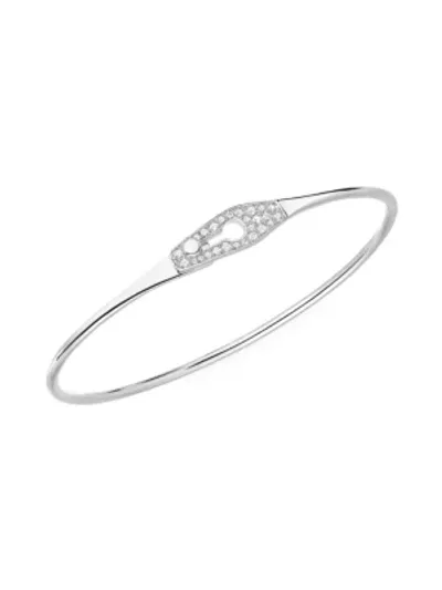 Dinh Van Women's Serrure Jonc Large 18k White Gold & 0.19 Tcw Diamonds Bracelet