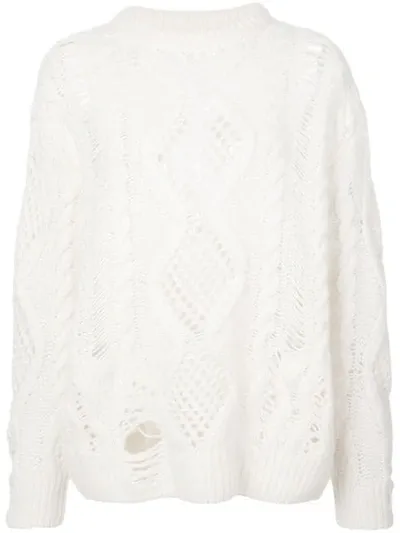 Amiri Boyfriend Multipoint Crew Neck Sweater In White