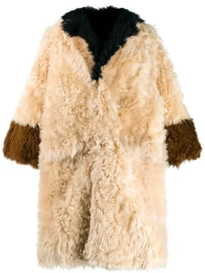 Marni Reversible Panelled Fur Coat In Neutrals